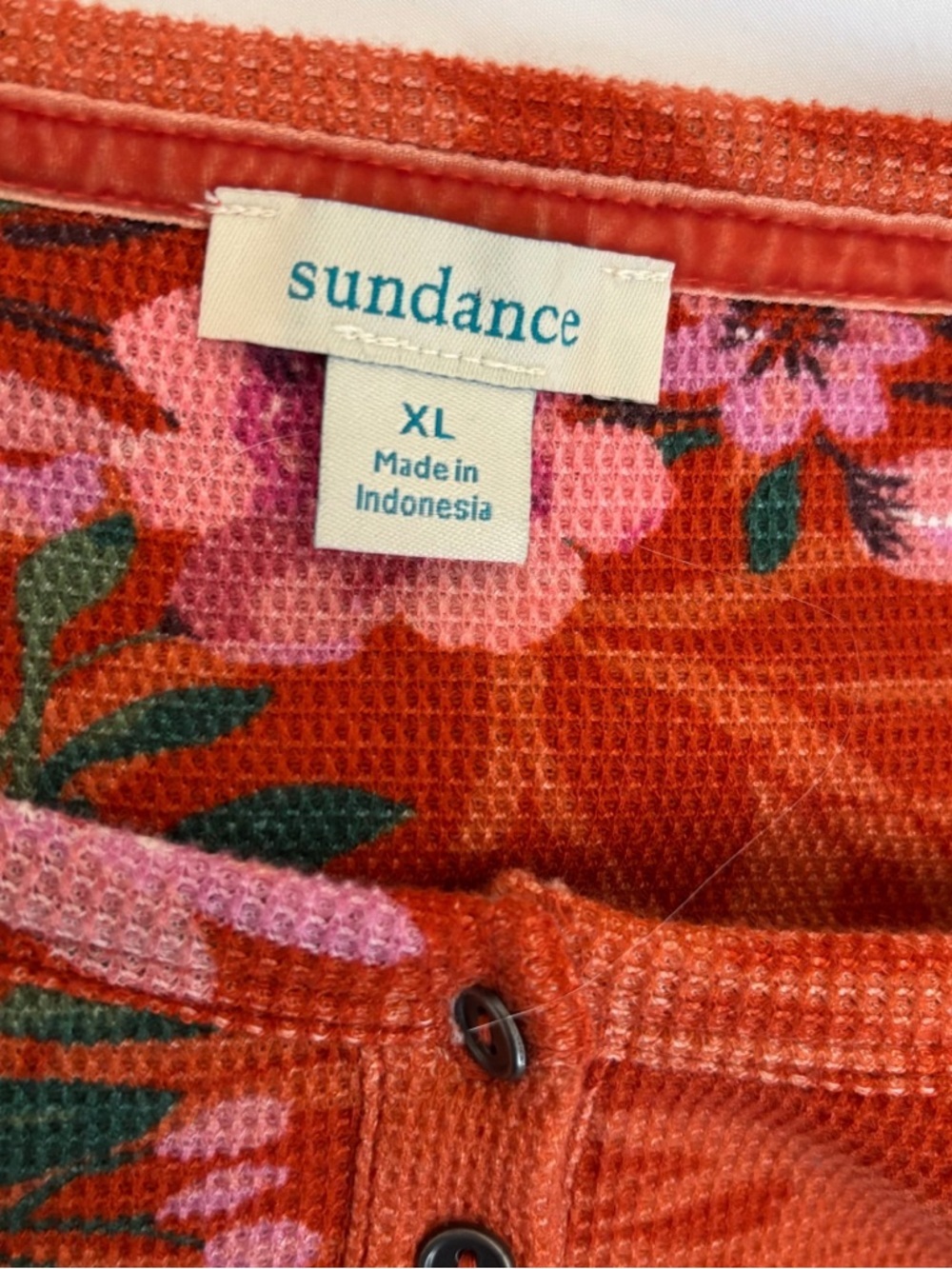 Sundance Fox Floral Henley Thermal Long Sleeve Top XL Autumn Boho - Picture 5 of 6